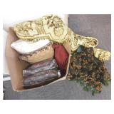 Group of textiles including cut velvet valences,