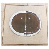 Framed studio pottery face plaque 13" x 15"