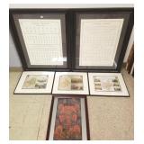 Group of framed Asian etc. alphabets, maps, etc.