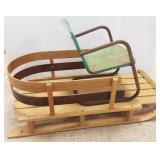 L.L. Bean wood sled & a metal childs chair