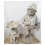 2 cement garden figures