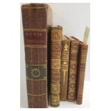 5 antique full leather 3/4 leather bound books