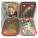 4 Coca Cola advertising metal trays - 1936, 1938,