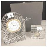 2 signed Waterford clocks - 1 in box - 3" x 3" x