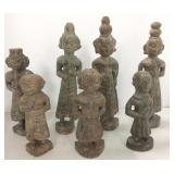 7 wood Deity figures from 7 1/2" to 12 1/2"