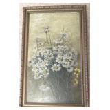 Ornately framed antique oil on canvas - Daisies -