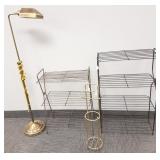 3 Mid-century metal stands & brass floor lamp (as