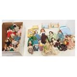 Group assorted small dolls, doll accessories,