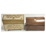 Small domed top chest and gold decorated box - 7"