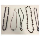 5 gemstone bead necklaces - gold clasps incl.