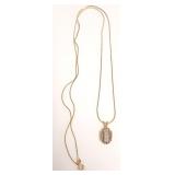 14K gold & diamond 3 stone pendant on 14K gold
