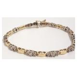 14K - 2 tone gold & diamond tennis bracelet - 7"