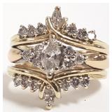 14K gold ring set with approx. 2 cwt diamonds -