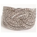 Signed S. Kashi 14K white gold ring set with many