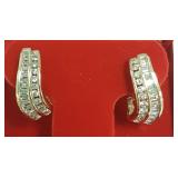 14K gold Omega back earrings set with round &