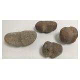 4 Native American hammerstones - 4 1/2" to 8"
