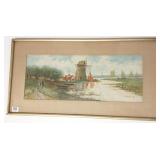 E.R. Durham framed signed 1905 watercolor -