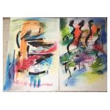 2 unframed hand signed Volk (Larry) original