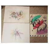 3 unframed hand signed Volk (Larry) original