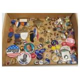 Group pinback buttons incl. political, medals,