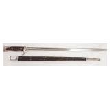 Unmarked German bayonet with scabbard - 21" blade