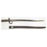 19th century brass hilt bayonet with scabbard