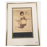 Helen Hyde framed signed original colored etching
