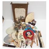 Group Oriental fans, painting, etc.