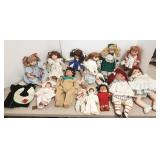 Large group artist bisque dolls incl. Pauline