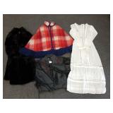 Group fur coat, lace dress, leather jacket, etc.