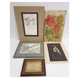 5 signed artworks - 15 1/2" x 19 1/2" largest