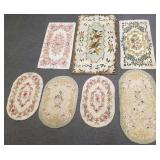 7 vintage hooked rugs - floral patterns - 2