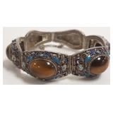 Vintage silver & enamel filigree Oriental