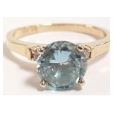 Vintage 14K gold ring set with 2 diamonds & 1.5