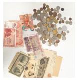 Group foreign coins & currency incl. Nippon, etc.