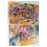 2 unframed signed Volk (Larry) paintings on paper