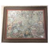 W. Widura framed signed Balinese painting on