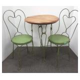 Antique ice cream table & 2 chairs- 24" dia. (top