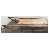 Large antique wood & iron sled 18" x 52" x 9"