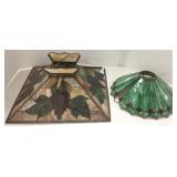 2 antique stained & leaded glass shades (as is)