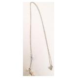 10K white gold necklace set with pearls & blue