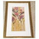 Ornately framed floral print - 24" x 36" O.D.