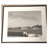 Framed photo - funeral scene with helicopter -