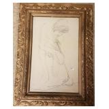 Framed pen & ink drawing - 1972 - 15" x 22" image