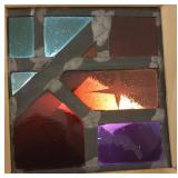 Framed mid-century leaded window - 9 1/2" x 9 1/2"