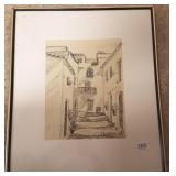 Framed signed F. Bree Baart pen & ink drawing -