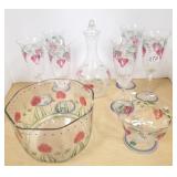 9 piece decorated Orrefors glass - 6 - 8 1/2"