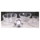 5 pieces Orrefors crystal - 2 - 9" bowls, clock,