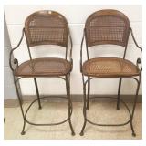 2 wood & iron tall stools
