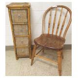Bamboo small chest - 33" high & a bentwood chair